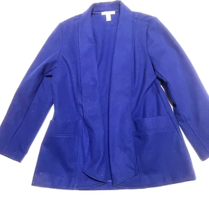 Chicos Jacket/Blazer Vivid Royal Blue Open Front Rayon Blend. Sz 2 (L) - Picture 1 of 6