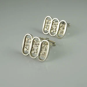 Vintage Silver Cufflinks with Box Unique Mens Cuff Links - Picture 1 of 6