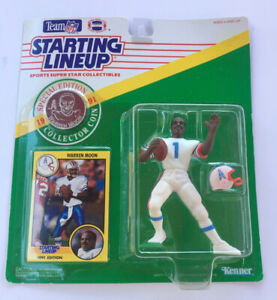1991 KENNER STARTING LINEUP WARREN MOON HOUSTON OILERS & WITH COIN & CARD NEW!