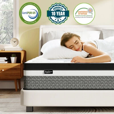 10/12/14 Inch Twin Full Queen King Size Mattress In a Box Hybrid Gel Memory Foam - Image 1 of 4