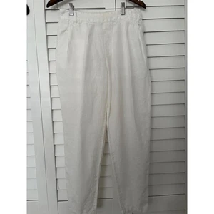 Garnet Hill weiße Leinenhose Damengröße 6 elastischer Bund Freizeit - Bild 1 von 7