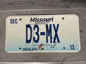 2013 MISSOURI LICENSE PLATE 13 DECEMBER D3-MX - Picture 1 of 1