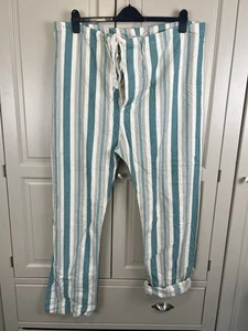 Pantalones de pijama a rayas verdes y azules vintage Flex- Insert para hombre talla XL (44”) - Imagen 1 de 7