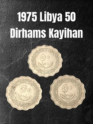 Moneda 50 Dirhams Kayihan Libia 1975-AH1395 (lote de 3) Foto 1 de 4
