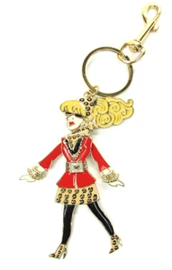 Chico’s Jackie Key Chain Purse Charm Red Gold Blonde Figure Movable Parts EUC - Picture 1 of 4
