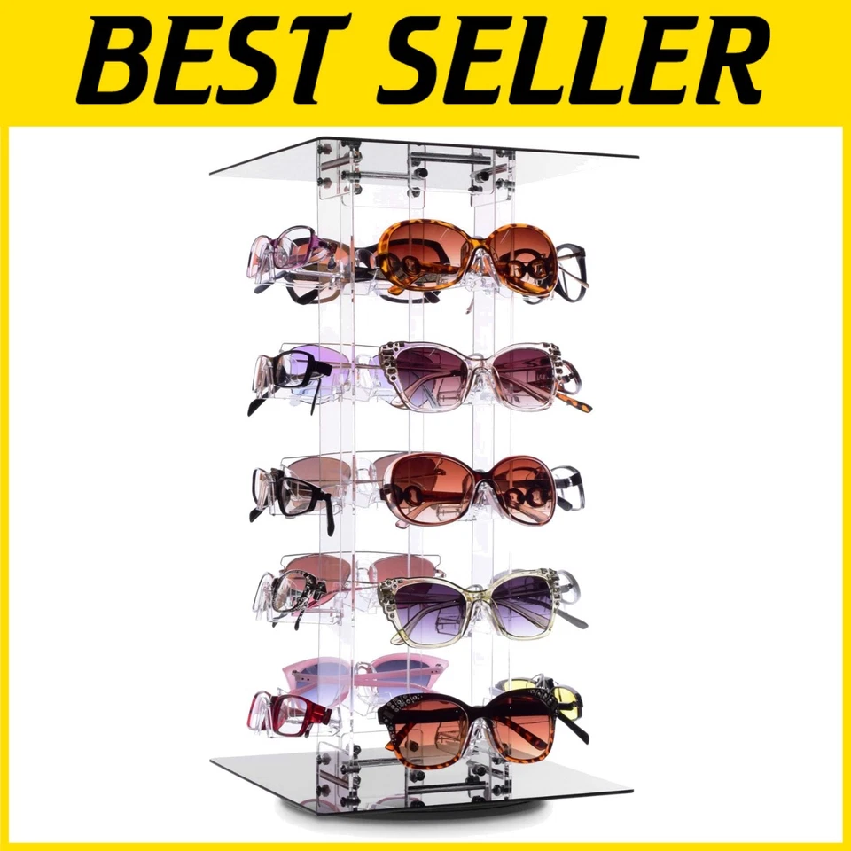 MOOCA Premium Acrylic Rotating Sunglasses & Eyewear Holder Display Sunglasses Or