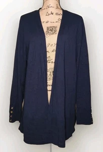 Charter Club - Classic Navy Long Sleeve Open Front Cardigan - Women's Size XXL - Picture 1 of 3