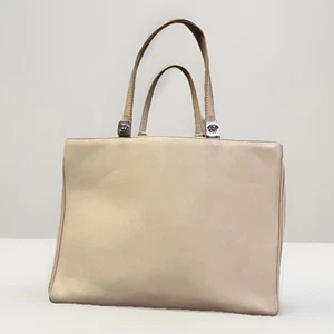 Gianni Versace Cream Bag Silver Medusa Leather Vintage 1980s - Picture 1 of 20