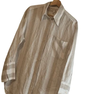 Banana Republic beige und elfenbein Leinen Langarm Oversize Top Größe Medium - Bild 1 von 10