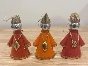 3 Weise Männer Vintage beflockt Chor Engel Ritter Prinz 4,5" Weihnachtsschmuck - Bild 1 von 8