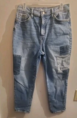 Pantalones de mezclilla para mujer Sonoma Boyfriend talla 10 azul claro parche trabajo retro Foto 1 de 4