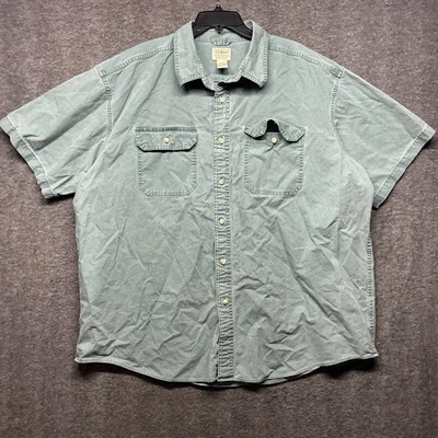 Camisa L.L.Bean Para Hombres XXL Abotonada Manga Corta Dos Bolsillos Verde Salvia 2XL Foto 1 de 4