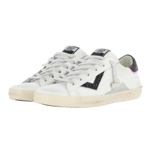 4B12 - SCARPA DA DONNA PELLE BIANCA E GLITTER NERO SUPRIME-DB266 - Imagen 1 de 4