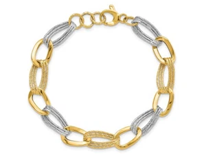 14K White and Yellow Gold Link Bracelet (8.00 Inches) - Picture 1 of 5