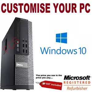 Dell Optiplex SFF Core i3 i5 i7 16GB RAM 2TB HDD SSD Windows 10 Desktop PC WiFi - Picture 1 of 5