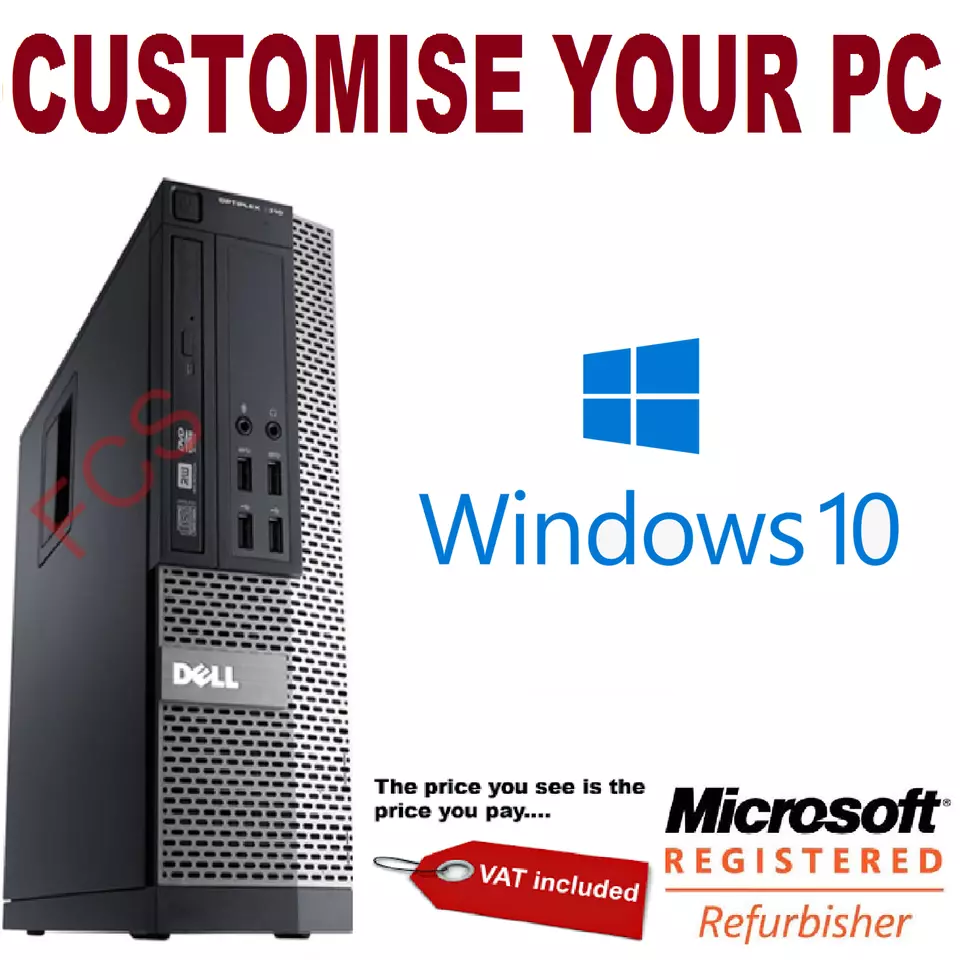 Dell Optiplex SFF Core i3 i5 i7 16GB RAM 2TB HDD SSD Windows 10 Desktop PC WiFi - Image 1 of 4