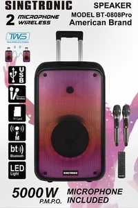 Singtronic BT-0808Pro tragbarer Bluetooth Karaoke Lautsprecher kostenlos: 2 x drahtlose Mikrofone - Bild 1 von 10