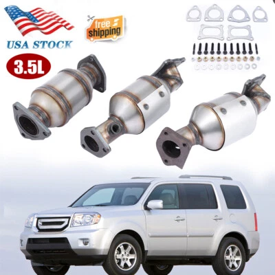 3PCS Complete Catalytic Converters Set For Honda Pilot 2009-2015 3.5L Direct Fit Foto 1 de 4