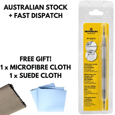 Bergeon 6767-F Barra de resorte Suiza Barra de resorte Correa de reloj Herramienta ¡PAÑO DE MICROFIBRA GRATIS! Foto 1 de 3