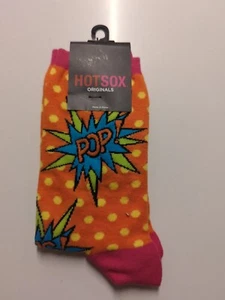 Hot Sox POP colorful Crew Socks Novelty Sock Size 4-10.5 Women's RARE - Picture 1 of 4