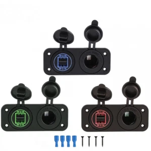 Auto Zigarettenanzünder Dual 4,2A USB Buchse Power Mount Panel Boot Marine RV LED - Bild 1 von 15