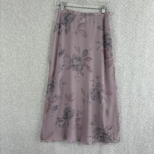 Jones New York Womens 90s Silk Floral Long Skirt Lilac Fairy Goth (6 USA) 10 - Picture 1 of 11