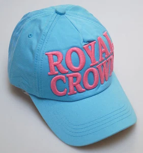 BNWT Vintage College Style Royal Crown Curve Peak Baseball Cap Sky Blue Pink - Picture 1 of 1