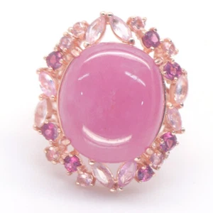 Heated Gemstone Pink Ruby, Sapphire & Rhodolite Statement Ring 925 Silver Size 7 - Picture 1 of 5
