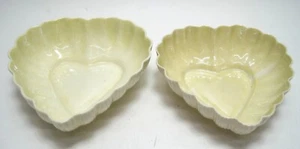 Belleek Pottery Ireland 2 Heart Shaped Bowls Green Mark Vintage - Picture 1 of 5