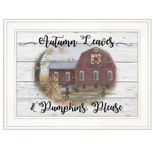 Autumn Leaves 2 White Framed Print Wall Art - Picture 1 of 1