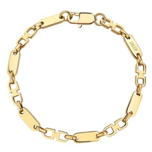 Herren Armband Gold 750 vergoldet 18 Karat Edelstahl Wasserfest Silber B6359DL - Picture 1 of 5