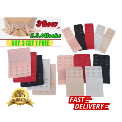 3 ROW 1,2,3,4 Hook Bra Extender Extension Strap Strapless Underwear Maternity - Image 1 of 4