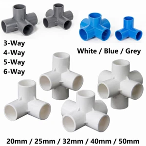Conector de codo de PVC 3/4/5/6 vías accesorios de tubería 20/25/32/40/50 mm blanco/azul/gris - Imagen 1 de 72