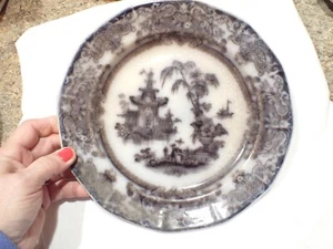 ANTIQUE PODMORE WALKER COREAN MULBERRY STAFFORDSHIRE PORCELAIN 9-5/8" 1800s - Picture 1 of 7