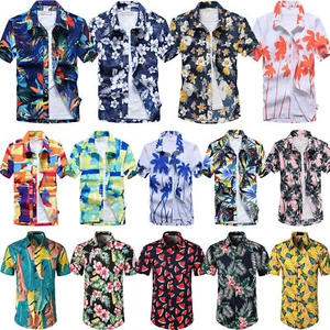 Men Summer Hawaiian Shirt Holiday Beach Aloha Party Button Casual Shirt Tops AU_ - Picture 1 of 29