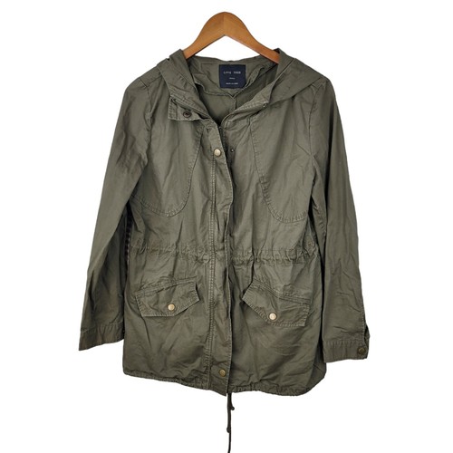 PALM ANGELS Giacca Love Tree taglia piccola sfoderata bomber campo verde militare tasche zip cappuccio