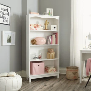 KIDS BOOKCASE BOOKSHELF 4-Shelf White  - Picture 1 of 12