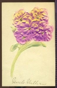 GRANDE MAZZO DI VIOLE Altorilievo MOLTO GOFFRATO 1907 CARTOLINA D'EPOCA - Foto 1 di 1