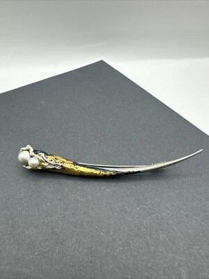 Ehinger Schwarz  Charlotte - seltene XL Design Brosche - 925 Silber  mit Perlen - Bild 1 von 4