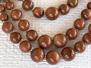 Sparkling Copper Colored Cascading Bead Necklace Shimmers Gold-toned Clasp - Picture 1 of 7