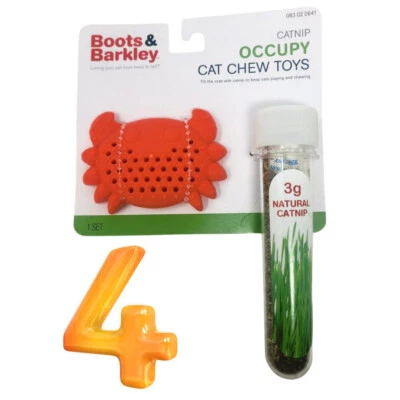 TARGET 4 Pk Occupy Cat Chew Crab Toy 3 Grams Of Natural Catnip & Holder Boots & Barkley