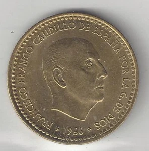 SPAIN, 1966(71), 1 PESETA, ALUMINUM-BRONZE, KM#796, BRILLIANT UNCIRCULATED - Picture 1 of 2