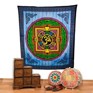 Carpet Tapestry Cloth Mandala Om uv-Aktives Goa Deco Approx. 90 5/8x78 11/16in - Picture 1 of 4
