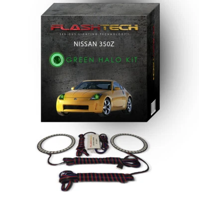 Kit de anillo de halo de faros LED ojo de ángel verde para faros Nissan 350z 2003-2005 Foto 1 de 3