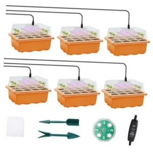 Seed Starter Tray with LED Light, 12 Cells x 6 Pack Tray Kits with LED Lights - Picture 1 of 8