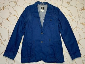 G-Star Raw Men Blue Correct Deconstructed Two Buttons Blazer Jacket Size 50 M - Picture 1 of 10
