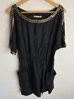 Blessed Are The Meek Dress Womens Size 10 Black Beaded Cold Shoulder Pockets Tie