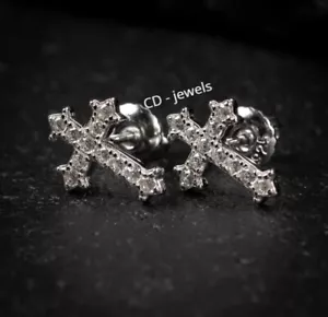 Pendiente de plata 925 con perno cruzado de moissanita regalo Black Friday VVS para hombre - Imagen 1 de 5