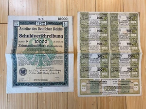Anleihe des Deutschen Reichs Schuldverfreibung - 10.000 Deutsche Mark Anleihe 1922 - Bild 1 von 3