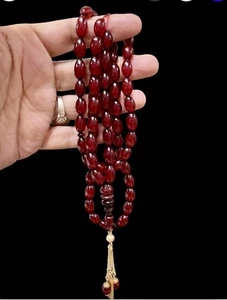 Antique Ottoman Faturan cherry amber bakelite islamic prayer beads 35g 18k Gold - Picture 1 of 24